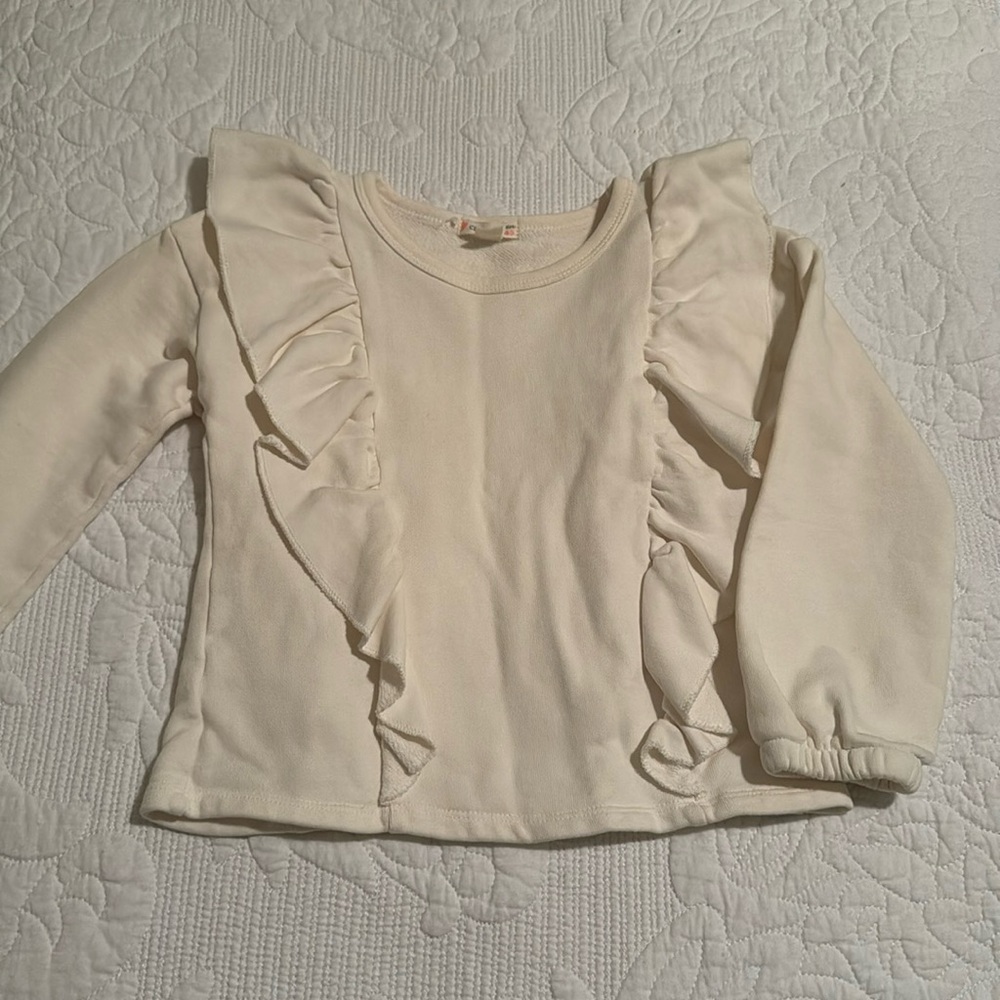 Crewcuts ruffled sweatshirt. 4/5. Ivory